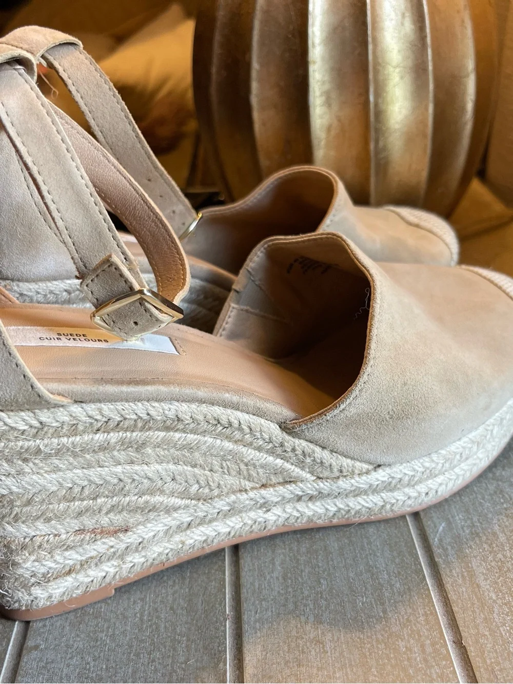 H&M Nude Ankle-Strap Espadrille Wedges